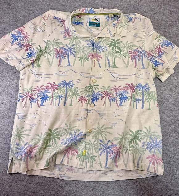 Tommy Bahama Other - Tommy Bahama Island Modern Fit 100% Silk Palm Tree Print Short Sleeve Shirt